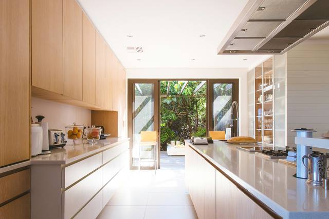 Galley kitchen · garden door