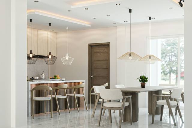 Open plan · pale wood